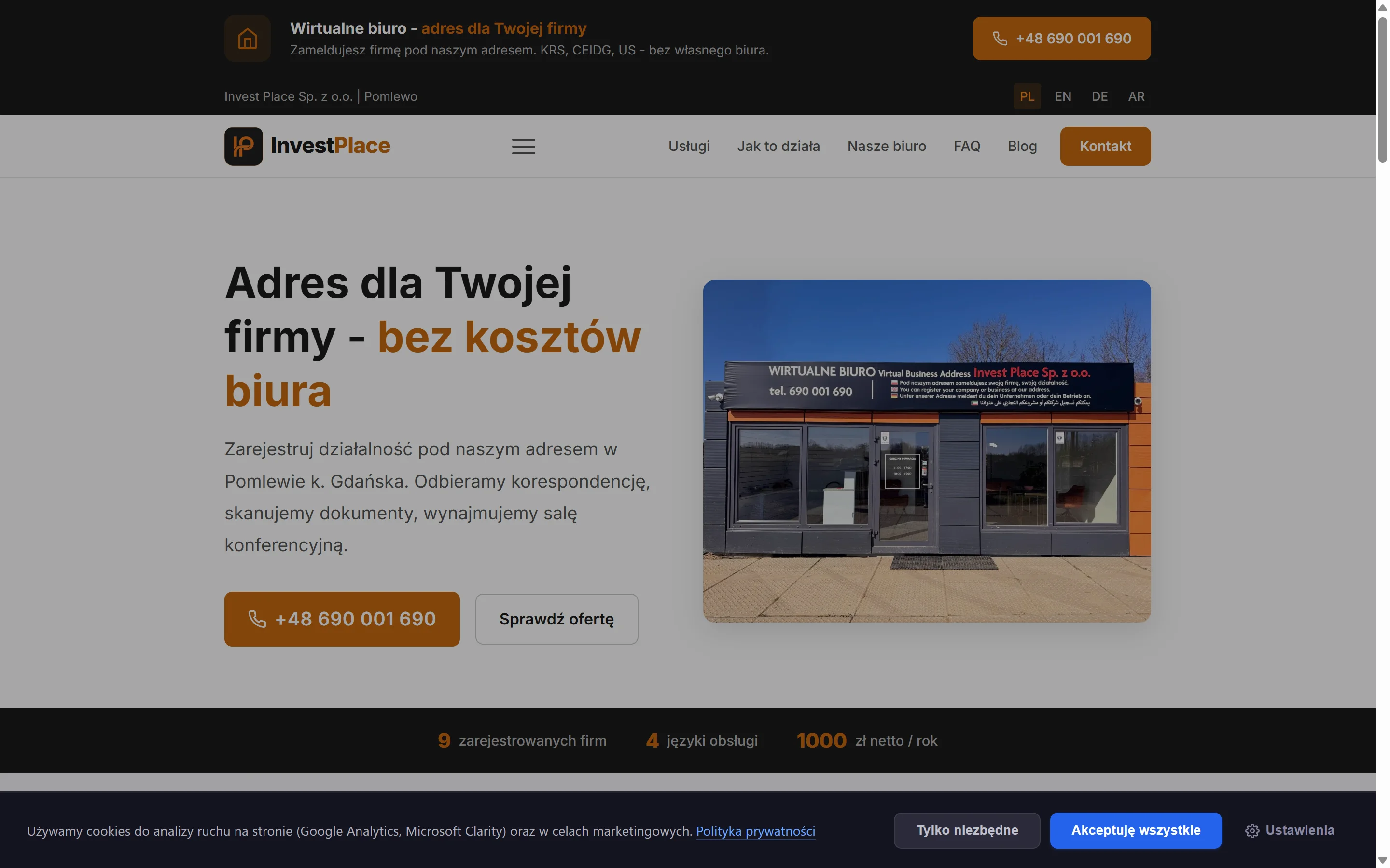 Strona Invest Place - wirtualne biuro